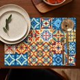 thumbnail image 5 of Floral Ethnic Bohemian Flax Placemats Set of 4, 12x18 Inch Washable Rustic Table Mats, Tribal Folk Style Vintage Decor for Colorful Kitchen or Earthy Dining Area, 5 of 6