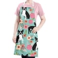 thumbnail image 5 of Green Boston Terrier and Flower Apron-Garden Aprons for Women with Pockets-Cotton Linen Waterproof Kitchen Cooking Gardening Aprons Adjustable for Kitchen,Cooking,BBQ and Salon 33x27 Inch, 5 of 7