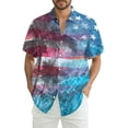 thumbnail image 2 of Youpwaven Men's USA 250th Anniversary Hawaiian Shirt, Patriotic American Flag & Palm Tree Graphic Short Sleeve Button Down, Summer Independence Day Tropical Top M-3XL, 2 of 6