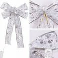 thumbnail image 6 of Baumaty Christmas LED Tree Top Topper Ribbon Bow Light Up Bow Xmas Hanging Decoration Silver Warm White Light, 6 of 18