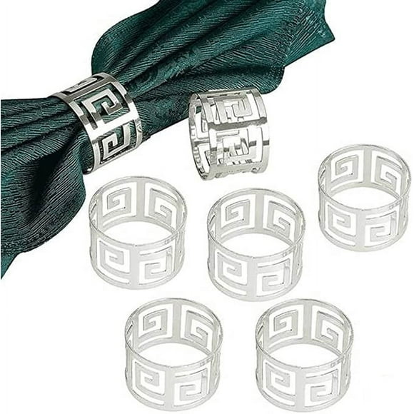6 Pcs/Ensemble Anneaux de Serviette en Métal, Porte-Serviette à Boucle pour Usage Quotidien, Porte-Serviette Rond à Boucle pour Table, pour Mariage Noël Cuisine Serviette Décoration d'Hôtel Fête (Couleur : Argent)
