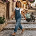 thumbnail image 5 of Czanzd Women's Denim Overalls Loose Fit Casual Bib Jumpsuit-Blue,L, 5 of 7