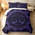 thumbnail image 2 of Homewish Retro Tree Of Life Twin Quilt Set,Bohemian Damask Twin Coverlet Set,Black Purple,Black Reversible,2 Pieces, 2 of 7