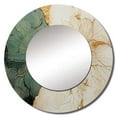 thumbnail image 2 of Designart "Gold Pottery in Green Minimalism I" Abstract Spirals Round Mirror Wall Decor Modern - Large Green Round Office Mirror - Round Mirror - 23" x 23", 2 of 6