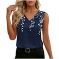 thumbnail image 3 of dazeni Silk Satin Tank Tops Trendy Floral Print V Neck Tee for Work Office Smotth Summer Camisole Tops Sleeveless Dressy Casual Business Blouse White XX-Large, 3 of 7