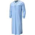 thumbnail image 5 of Cenuakty Men's Nightshirt Sleepwear Casual Long-Sleeve V Neck Henley Sleep Shirt Loungewear with Pocket, 5 of 9
