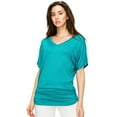 thumbnail image 4 of Made by Johnny V Neck Short Sleeve Dolman Top with Side Shirring XL JADE, 4 of 6