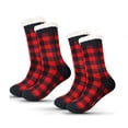 thumbnail image 2 of LYMAYTER Slip Grip Socks for Women Classic Buffalo Plaid Mid-Calf Socks Winter Non-Skid Warm Slipper Socks, 2 of 8