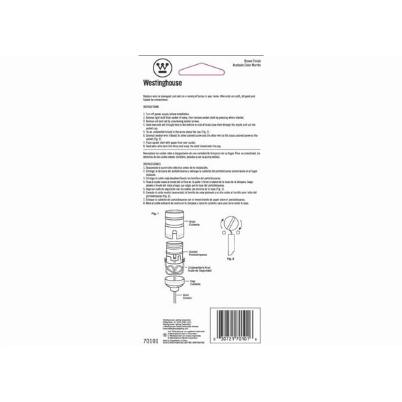 Westinghouse 70101 8 ft. Lamp Cord Set- Brown