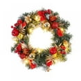 thumbnail image 2 of Pre-Lit Christmas Wreath, with Metal Hanger, Large Red Bow and Colored Balls, Battery Operated with Warm White 40 LEDs Lights, 2 of 5