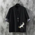 thumbnail image 5 of Camiseta de manga corta de lino y algodón bordada para hombre de estilo chino, chaqueta de traje Tang de corte fino, camiseta de manga corta de lino y algodón, 5 of 5