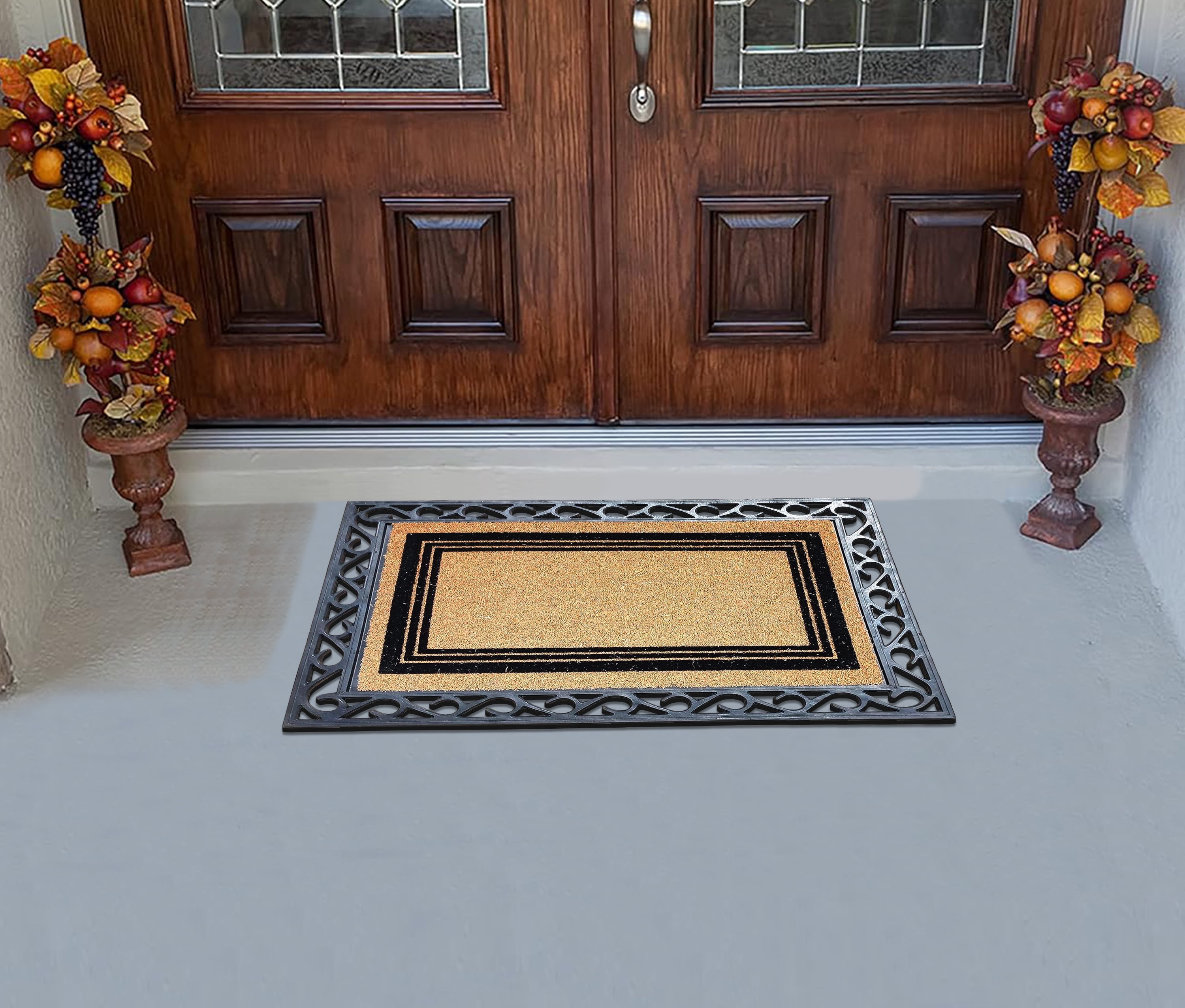 A1HC First Impressions Natural Rubber Coir Doormat for Outdoor and Indoor Entrance Mat 24-inch x 36-inch