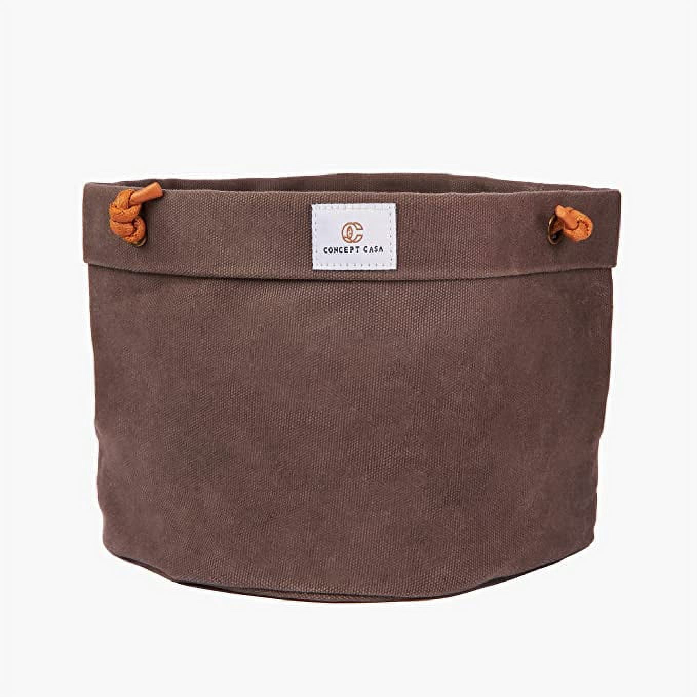 Concept Casa Small 5" Solid Print Hanging Planter with Handmade Waxed Canvas (Charcoal Gray)