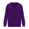 thumbnail image 4 of Ecqkame Zip Up Hoodies for Women Fashion Woman Long Sleeve Zipper Open Front Loose Outerwear Printing Blouse Coat Tops Pockets Hooded Blouse Purple L, 4 of 5