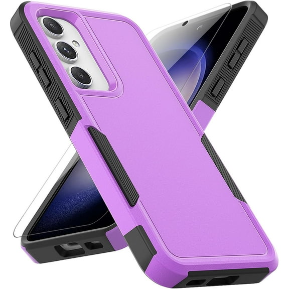 for Samsung Galaxy S23 FE Case: Dual Layer Protective Heavy Duty Cell Phone Cover Shockproof Rugged with Screen Protector - Military Protection Bumper Tough - Samsung Galaxy S23 FE 5G 2023, Purple