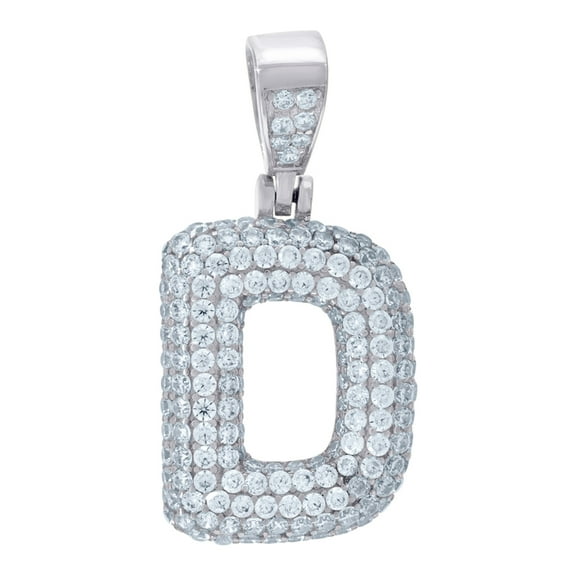 925 Sterling Silver Unisex Cubic Zirconia Letter Name Personalized Monogram Initial Alphabet D Charm Pendant Necklace Pe