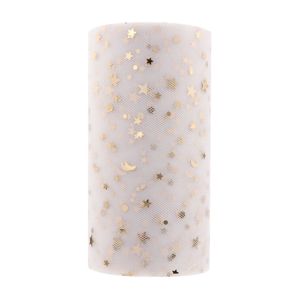 1 rollo de adorno de tul, estrellas brillantes, decoración de tul, envoltura de regalo, tul