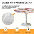 thumbnail image 6 of Watercolors Bird Flower Elastic Fitted Round Table Cover Orange Floral Plant Waterproof Outdoor Tablecloth for Holiday Party, Picnic, Patio & Dining Fits Tables Up to 55"-60", 6 of 8