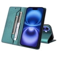 thumbnail image 2 of Compatible WIth iPhone 16 Wallet Case,Magnetic Closure,Flip Folding Kickstand,With Card Slots,[RFID Blocking],With Shoulder Strap&Lanyard,PU Leather+TPU Shockproof Anti-fall Phone Case,Green, 2 of 9
