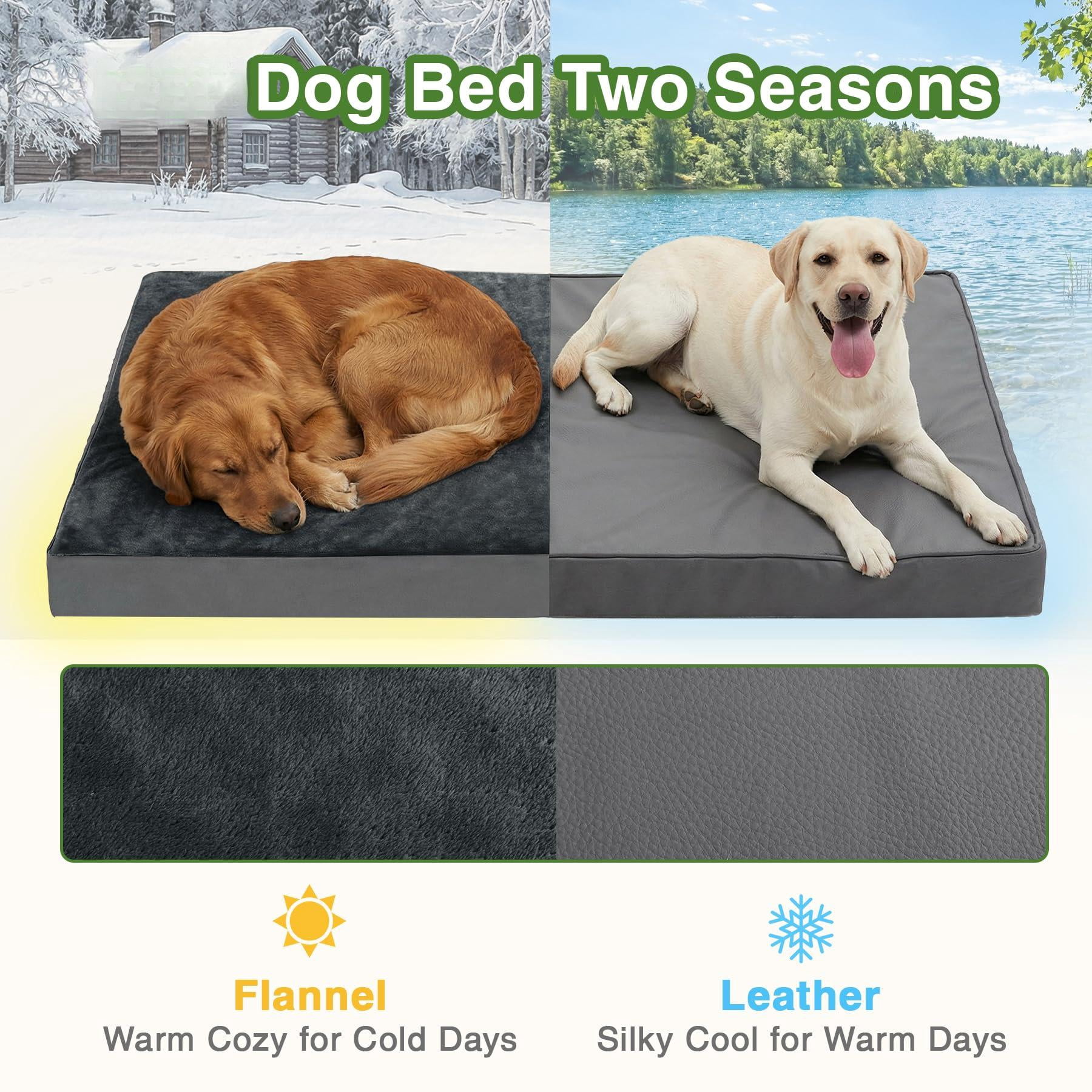 Waterproof Xl Dog Beds Large Sized  Outdoor Washable Crate Pad 42 Inch Extra Foam Pet Bed With Removable Cover Reversible Xlarge Anti-slip Kennel 41"x27" Dark Gray