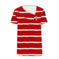 thumbnail image 4 of Dazajoo Striped Short Sleeve Tops for Women Fashion Slant Lapel Collar Shirts 2024 Womens Summer Casual Button V Neck Tees Shirt,Red,XXL, 4 of 5