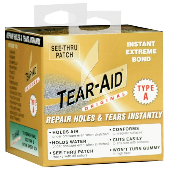 Parche de reparación de telas TEAR-AID tipo A, paquete de 2 rollos