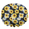 thumbnail image 2 of Sunflower and Daisy Black Pattern Round Tablecloth 70"x70", Wrinkle Resistant Wipeable Table Cover for Kitchen Dining Room Picnic Patio and Party, 2 of 6