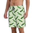 thumbnail image 2 of KLL Green Cucumber1 Men's Casual Summer Beach Shorts Hawaiian Shorts with Pockets-Medium, 2 of 5