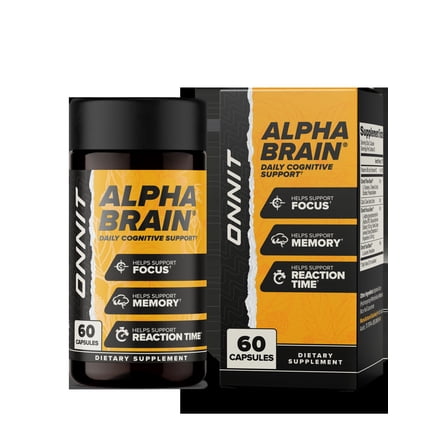 ONNIT Alpha BRAIN Premium Nootropic Brain Health Supplement, Memory and Focus Support, 60 Ct