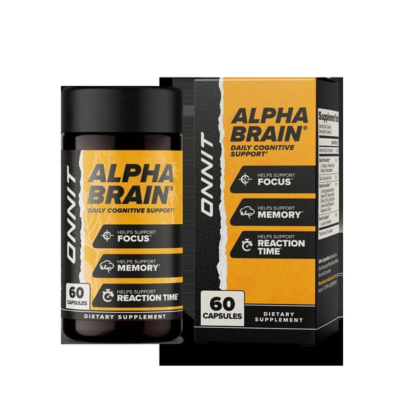 ONNIT Alpha BRAIN Premium Nootropic Brain Health Supplement, Memory and Focus Support, 60 Ct