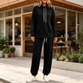 thumbnail image 5 of GaThRRgYP Cropped Windbreaker Jacket Women with Hood Women's Two-piece High Neck Sports Suit Long Sleeved Drawstring and Jogging Pants Casual with Pocket Set, 5 of 9