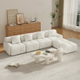 thumbnail image 6 of 135.4" Modular Sectional Sofa with Movable Ottoman, 4-Seater Boneless Couch with Pillows, U Shaped Cloud Tufted Couch for Living Room, No Assembly, Ivory, 6 of 8