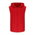 thumbnail image 4 of Wyobmus Mens Workout Hooded Tank Tops Zip Up Sleeveless Gym Sport Clothes Bodybuilding Hoodies Muscle Cut Off T Shirt Red, 4 of 6
