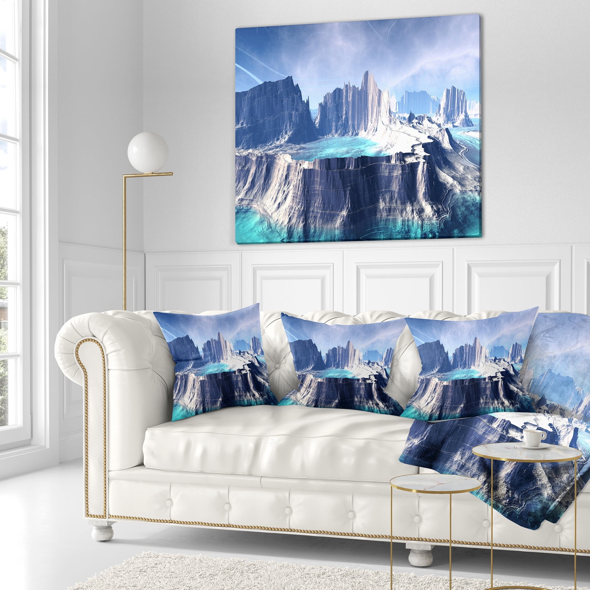 Designart 3D Rendered Fantasy Alien Planet - Landscape Printed Throw Pillow - 18x18