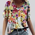 thumbnail image 1 of zanvin Haut pour Femmes, T-shirt Décontracté à Manches Courtes et Col en V Imprimé Mode pour Femmes, 1 of 4
