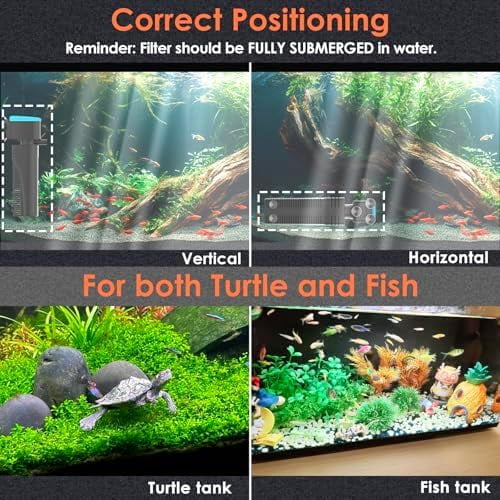 Aquarium Filter | U-V Fish Tank Filter for Green Water Cleaning | U-V Clarifier with Timer | Aeration & Rainfall Mode | Turtle Tank Filter | Submersible Pump with Filter | for 10-30 Gallons