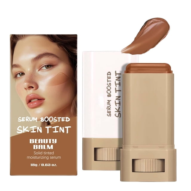 Beauty Balm Serum Boosted Skin Tint, Solid Tinted Moisturizing Serum Foundation Stick, Buildable Medium-to-Full Coverage Contour Stick for Face Makeup (#03, 18g)