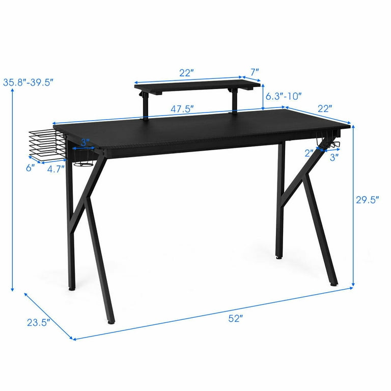 Gymax Gaming Desk Computer Desk PC Table Workstation with Cup Holder Headphone Hook