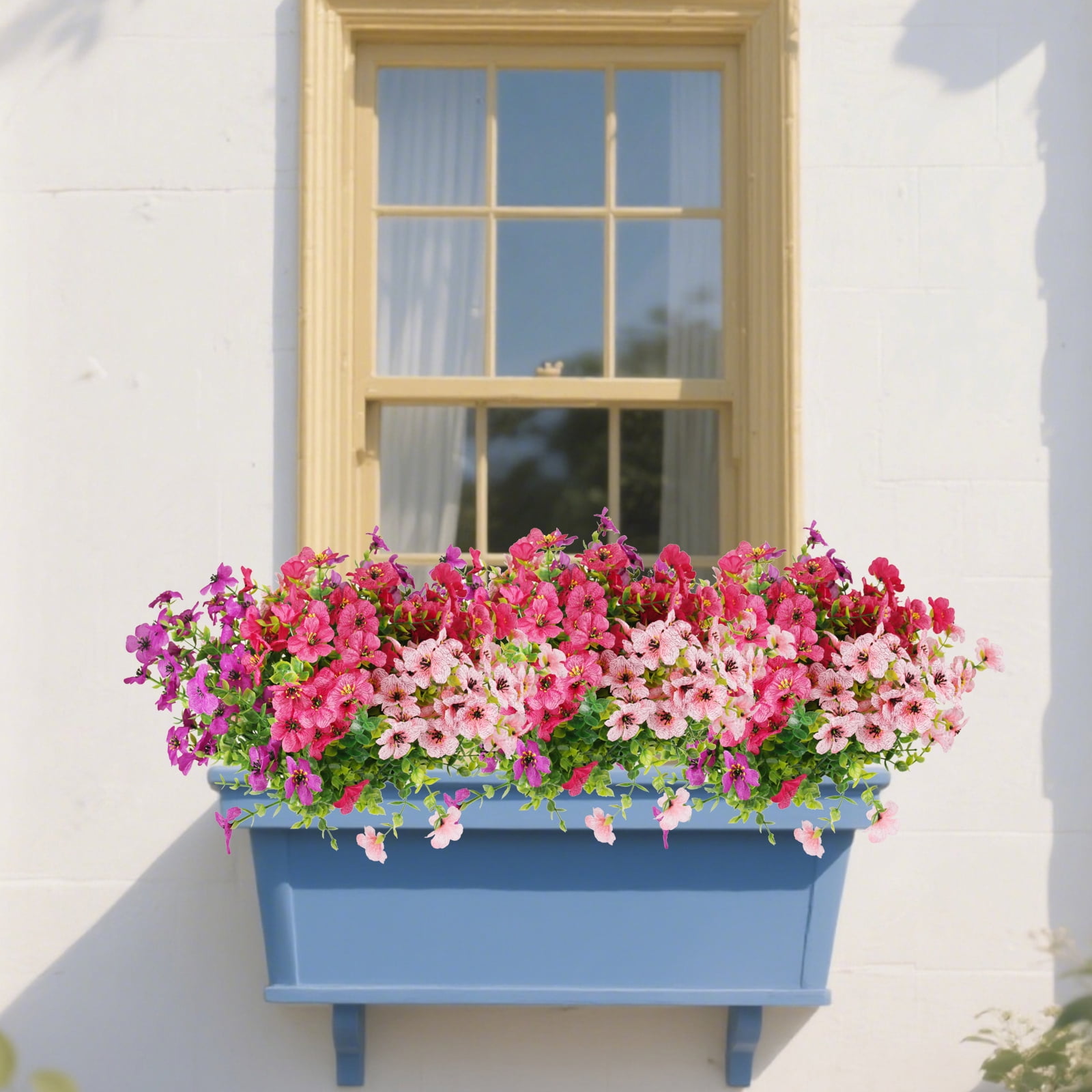 9 Bundles Artificial Flowers for Outdoor,No Fade Fake Plastic Flowers Faux Plants for Decoration Hanging Planters Indoor Outside Garden Porch Window Box Home Wedding Farmhouse