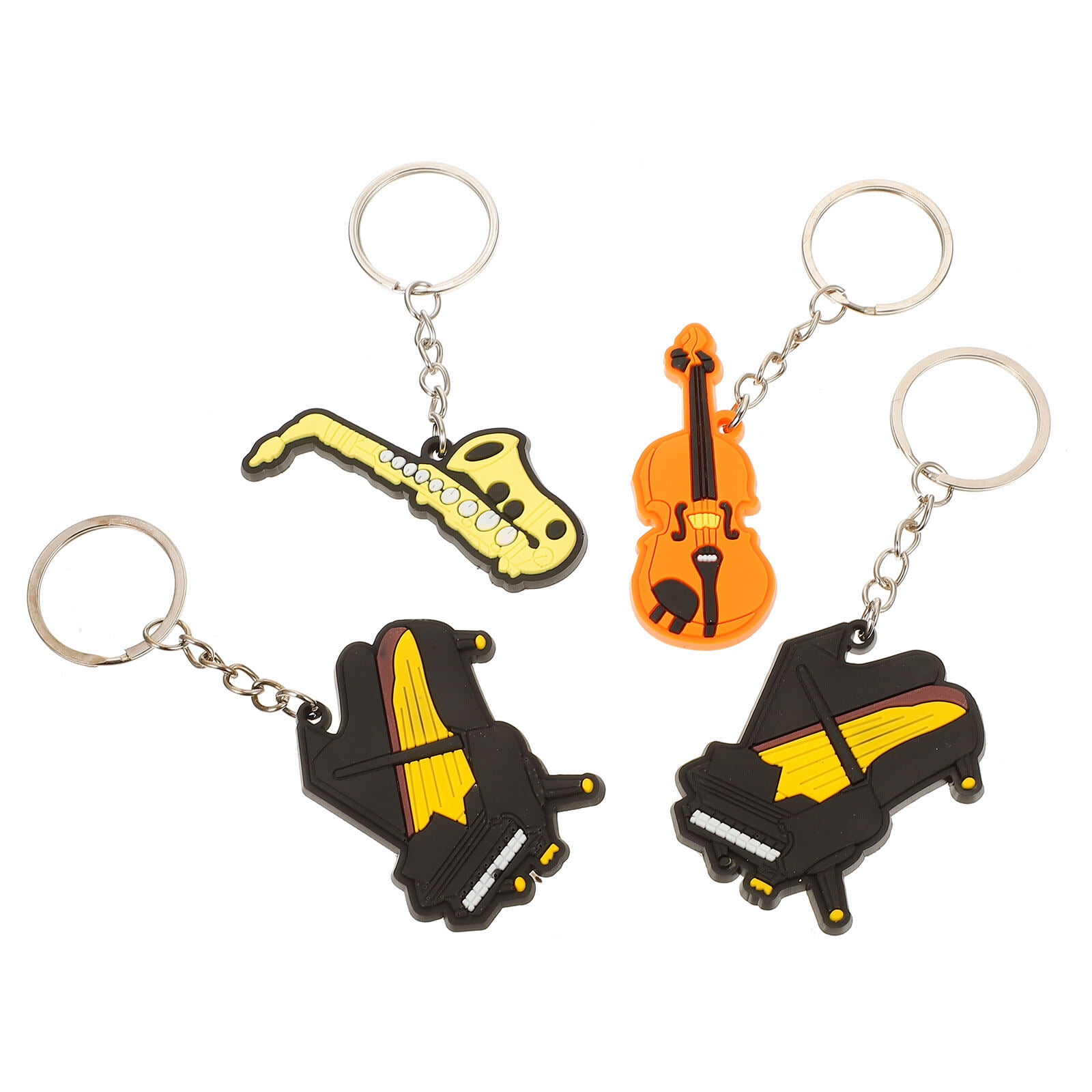 4 Pcs Creative Musical Instrument Key Chains Pendants Key Hanging