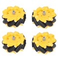 thumbnail image 2 of Mecanum Wheel, Robot Wheel High Gripping Ability Yellow And Black With High Performance For DIY Smart Car 2 Pairs, 2 of 8