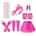 thumbnail image 4 of Conjunto De Disfraz De Neón Retro De Los 80, Accesorios De Fiesta De Los 80 Para Mujer, Falda, Pendiente, Diadema De Encaje, Guantes De Red, Pulseras De Neón, Collar ANGGREK Otros, 4 of 8