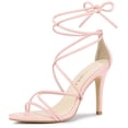 thumbnail image 1 of Sandalias de Tacón de Aguja Allegra K con Cordones Rosa EE. UU. 9, 1 of 7