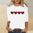 thumbnail image 2 of Plebaso Chemises à Manches 3/4 pour Femmes, Hauts Amples avec Cœur Mignon, Blouses Décontractées à Col Rond Imprimées, 2 of 4