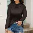 thumbnail image 2 of LGASWYX Summer Tops Women'S Casual Loose Turtleneck Long Sleeve Soild Face Mask Tops Blouse T-Shirt Womens Tshirts Cotton Loose Fit (Black,L), 2 of 5