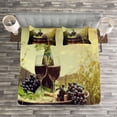 thumbnail image 3 of Ambesonne Wine Quilted Bedspread Set 3 Pcs, Scenic Tuscany Vineyard, Queen Size, Green Black Brown, 3 of 3