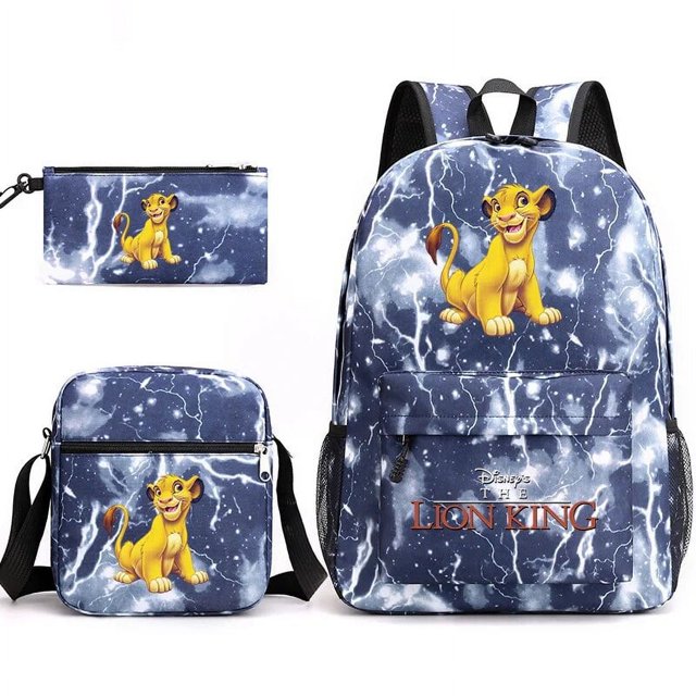 3pcs Disney The Lion King Simba Teenager Students Backpacks Schoolbags Pencil Case Shoulder Bags Boys Girls School Bags Sets