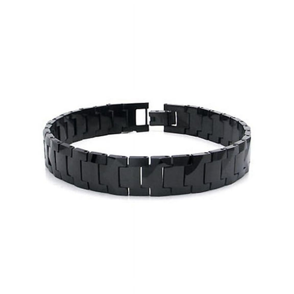 Titanium Kay Black Tungsten Carbide 10MM Men's High Polish Finish Chrome Color Link Bracelet Sz 8.5"
