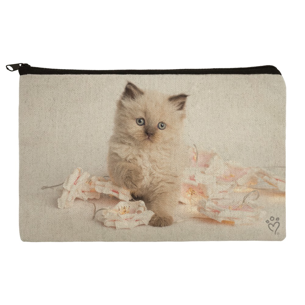 Miradoll Ragdoll Cat Kitten Flowers Pencil Pen Organizer Zipper Pouch Case