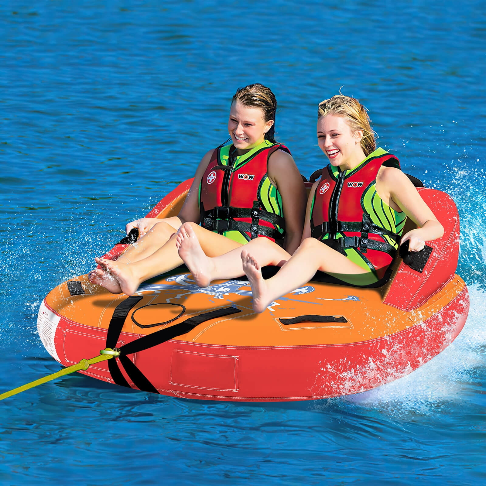 Infans 2 Person Inflatable Towable Tubes for Boating Water Tubes for Boats to Pull